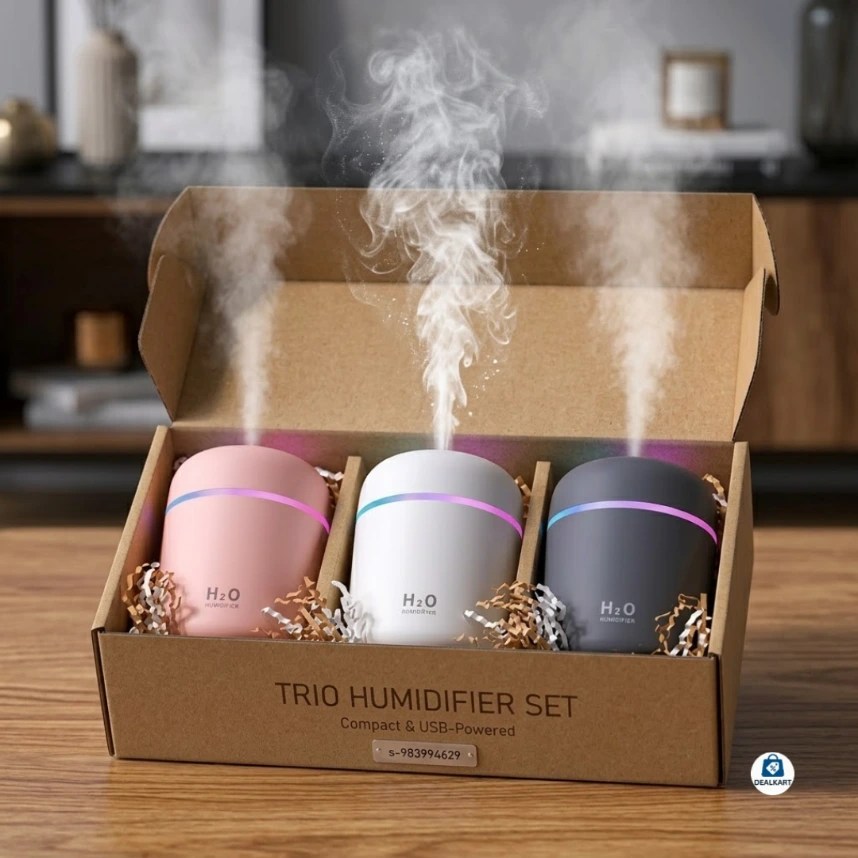 DEALKART H2O Room Humidifier with Colourful LED Night Light - Portable Air Purifier ( Colour may vary )