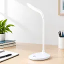 DEALKART | Rechargeable LED Study Table Lamp with Touch Control – Flexible Neck, USB Charging, White Desk Light for Study & Office