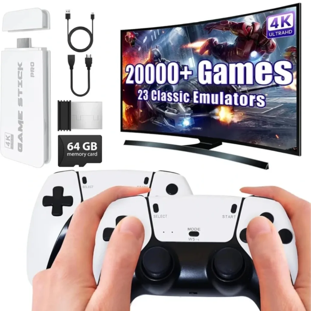 DEALKART Mega console M15 Game Stick 4K, HDMI Plug and Play Video Game with 30000+ Games(128G), 2.4G Wireless Controllers, Retro  Arcade Emulators for TV