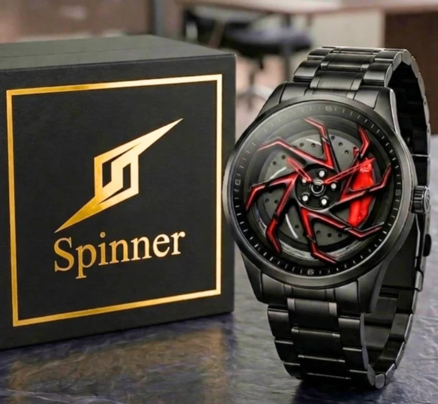 DEALKART spinning Premium Car Inspired Watch for Men | Black Steel Strap | Trendy Analog  Watch