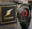 DEALKART spinning Premium Car Inspired Watch for Men | Black Steel Strap | Trendy Analog  Watch