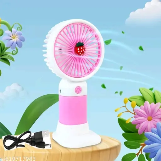 DEALKART portable Handy fan  rechargeable Li-ion Battery with Stand for Indoor Outdoor Use Kitchen, Room, Travle, Kids (1Pc, Color May Vary)