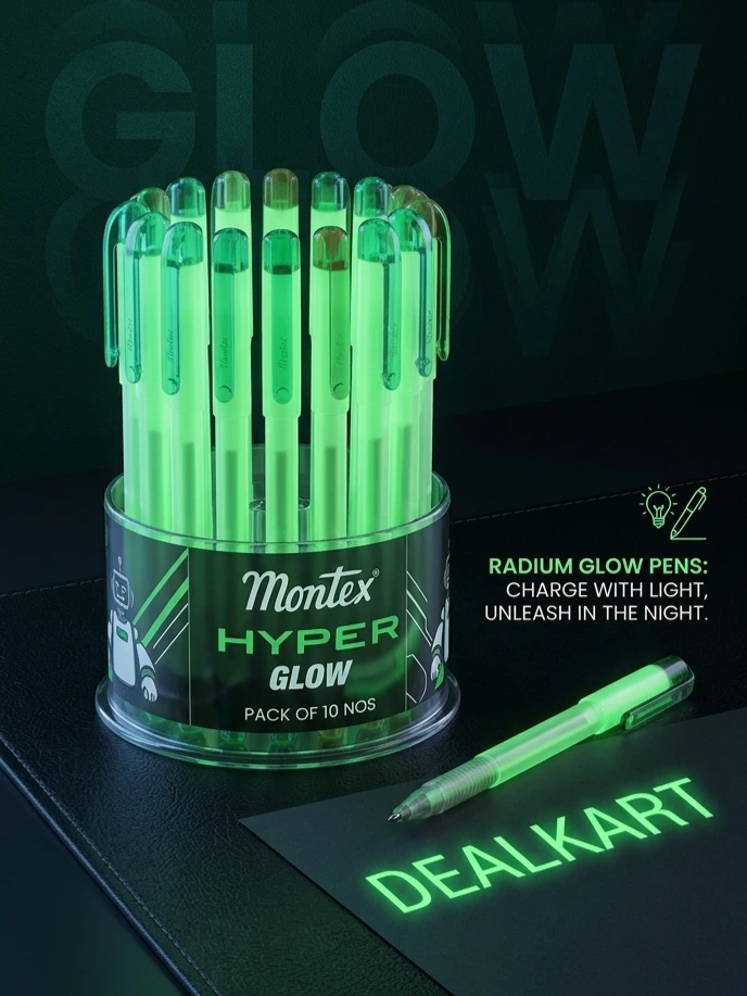 DEALKART Hyper Glow in the Dark ball Pens, Radium Glow Pens, Pack of 10