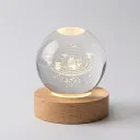 DEALKART Premium Astronomy Galaxy Crystal Ball USB Night Lamp - Luminous Solar System Globe with Wooden Stand